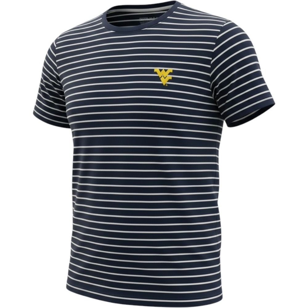 2 Peter Millar Womens West Virginia University WVU Striped T-Shirts Navy/Grey M